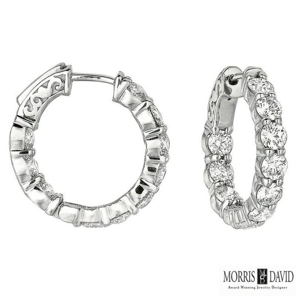 4.00 Carat Natural Diamond Hoop Earrings
